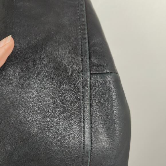 Vintage 90s Beyond Sport California Leather Jacket Womens Small Black Button Up - Picture 5 of 10